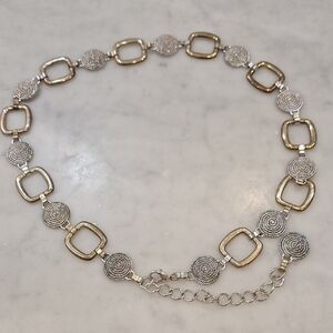 Vintage 90s Body Chain Belt Faux Silver Metal Adjustable‎ Retro Wrap Around